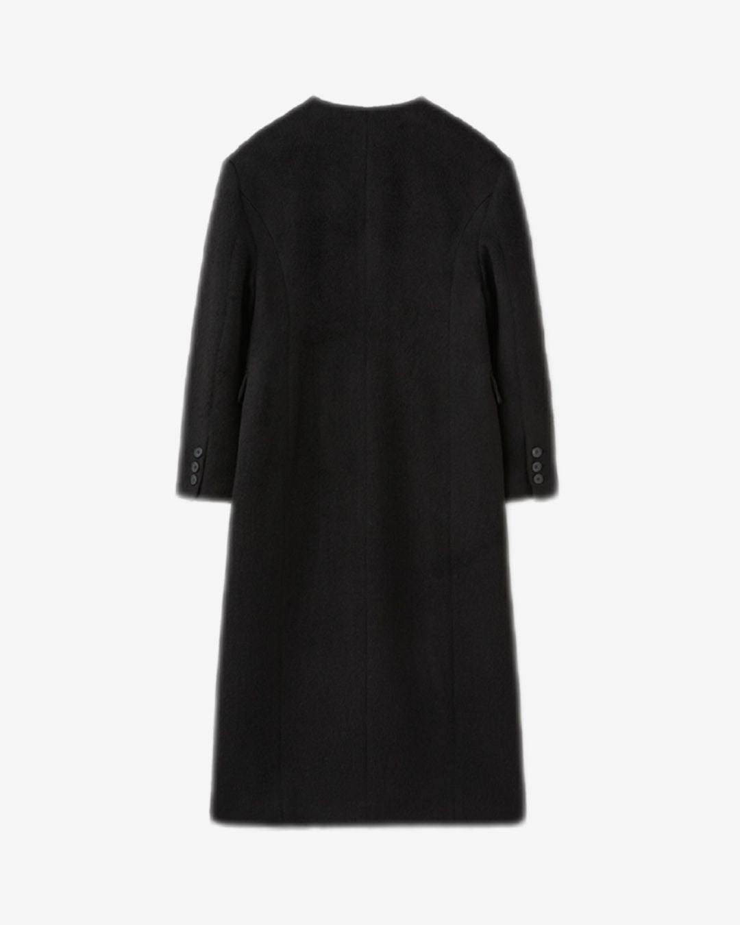 Theballon Hidden Button Collarless Long Coat
