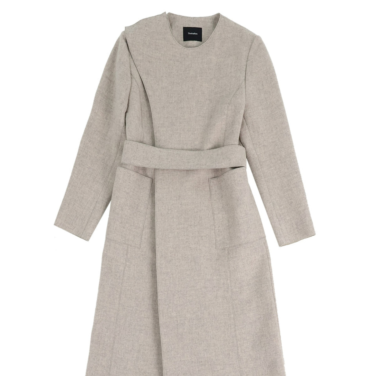 Scarf Wool Blend Coat - Gray